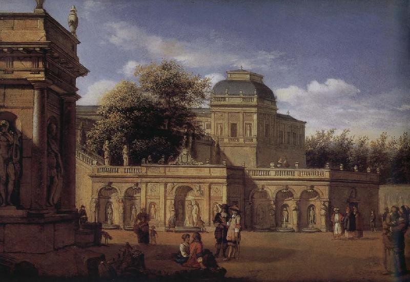 Jan van der Heyden Baroque palace courtyard oil painting picture